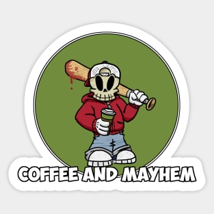 Coffee and Mayhem coffee cup green Sticker